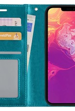 BASEY. Hoes Geschikt voor iPhone 13 Pro Hoesje Bookcase Hoes Flip Case Book Cover - Hoesje Geschikt voor iPhone 13 Pro Hoes Book Case Hoesje - Turquoise