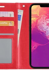 BASEY. Hoes Geschikt voor iPhone 13 Mini Hoesje Bookcase Hoes Flip Case Book Cover - Hoesje Geschikt voor iPhone 13 Mini Hoes Book Case Hoesje - Rood
