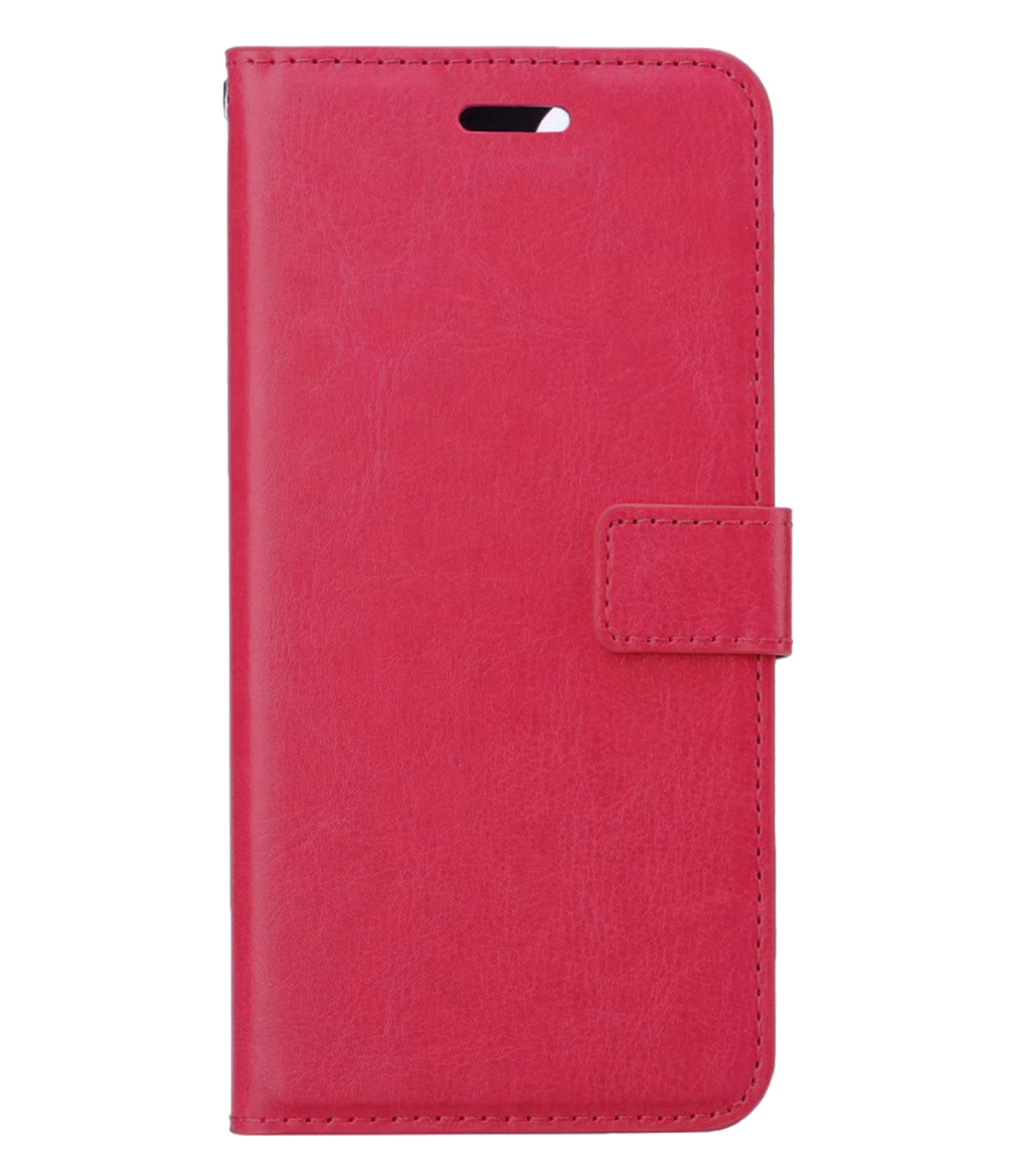 BASEY. Hoes Geschikt voor iPhone 13 Mini Hoesje Bookcase Hoes Flip Case Book Cover - Hoesje Geschikt voor iPhone 13 Mini Hoes Book Case Hoesje - Donkerroze