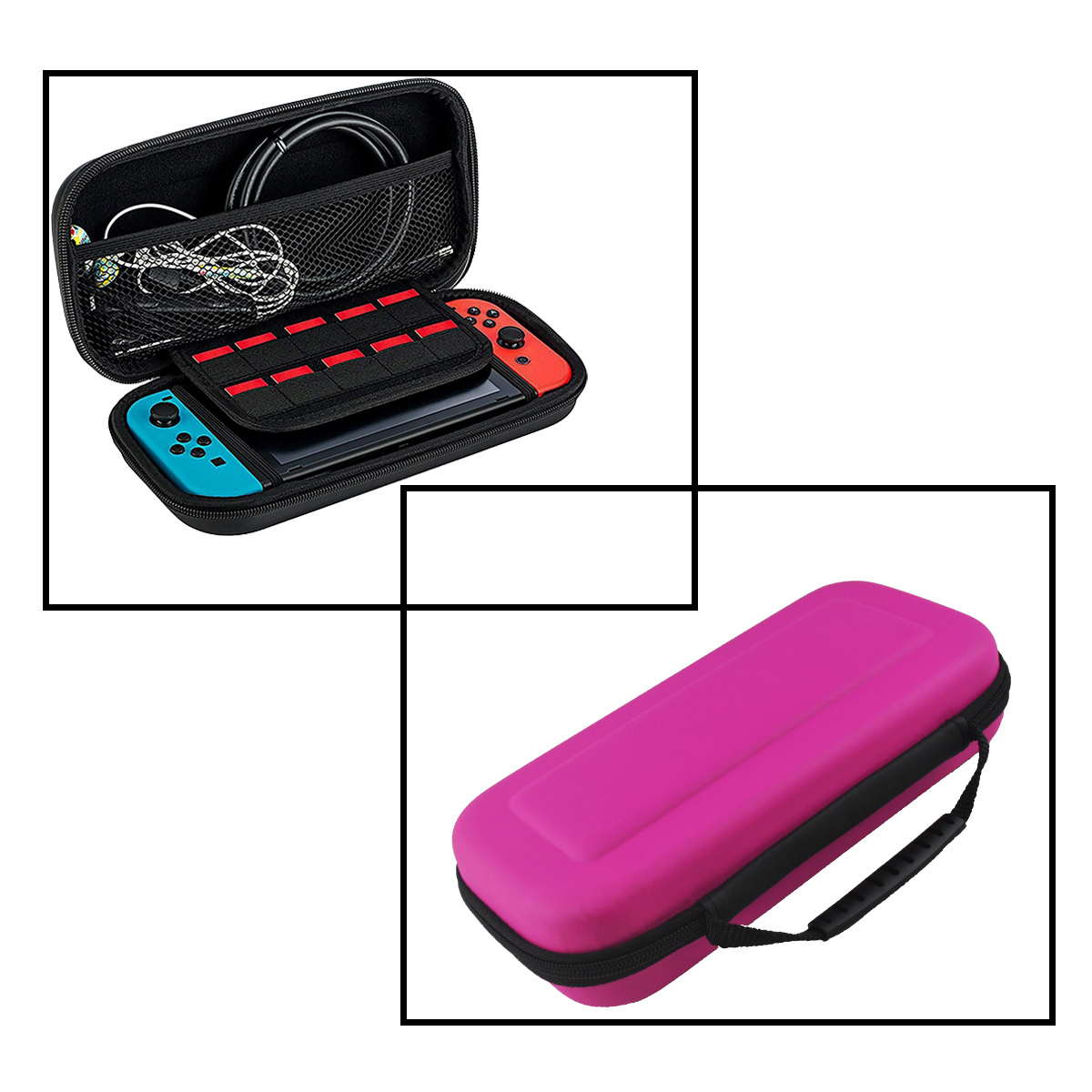 NoXx Hoesje Geschikt voor Nintendo Switch OLED Case Hoes Hard Cover - Hoes Geschikt voor Nintendo Switch OLED Hoes - Roze