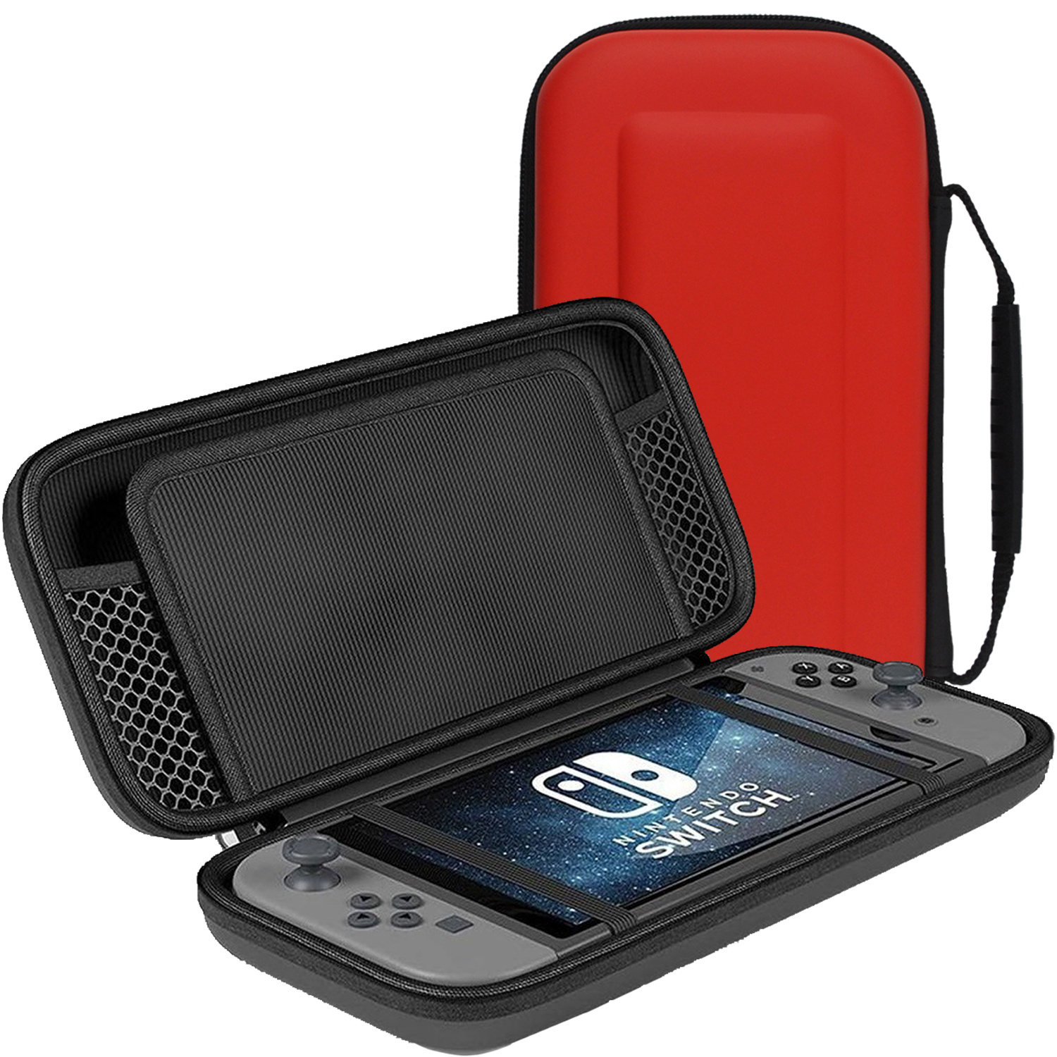 NoXx Hoesje Geschikt voor Nintendo Switch OLED Case Hoes Hard Cover - Hoes Geschikt voor Nintendo Switch OLED Hoes - Rood