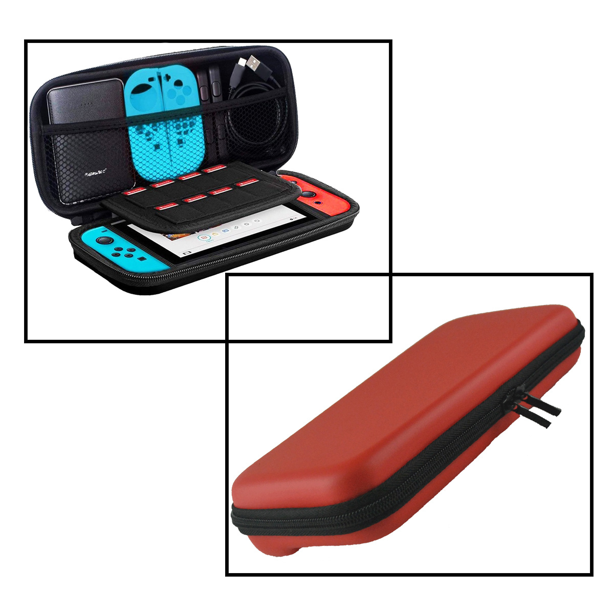 NoXx Geschikt Voor Nintendo Switch OLED Case Hoes - Hard Cover Met Koord Geschikt voor Nintendo Switch OLED - Rood