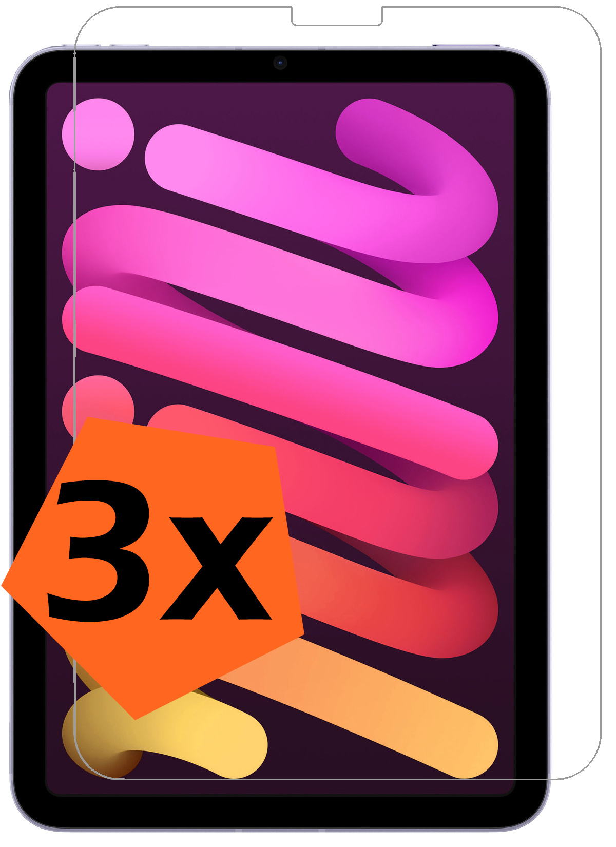 Nomfy Screenprotector Geschikt voor iPad Mini 6 Screenprotector Bescherm Glas - Screen Protector Geschikt voor iPad Mini 6 Screenprotector Tempered Glass - 3 PACK