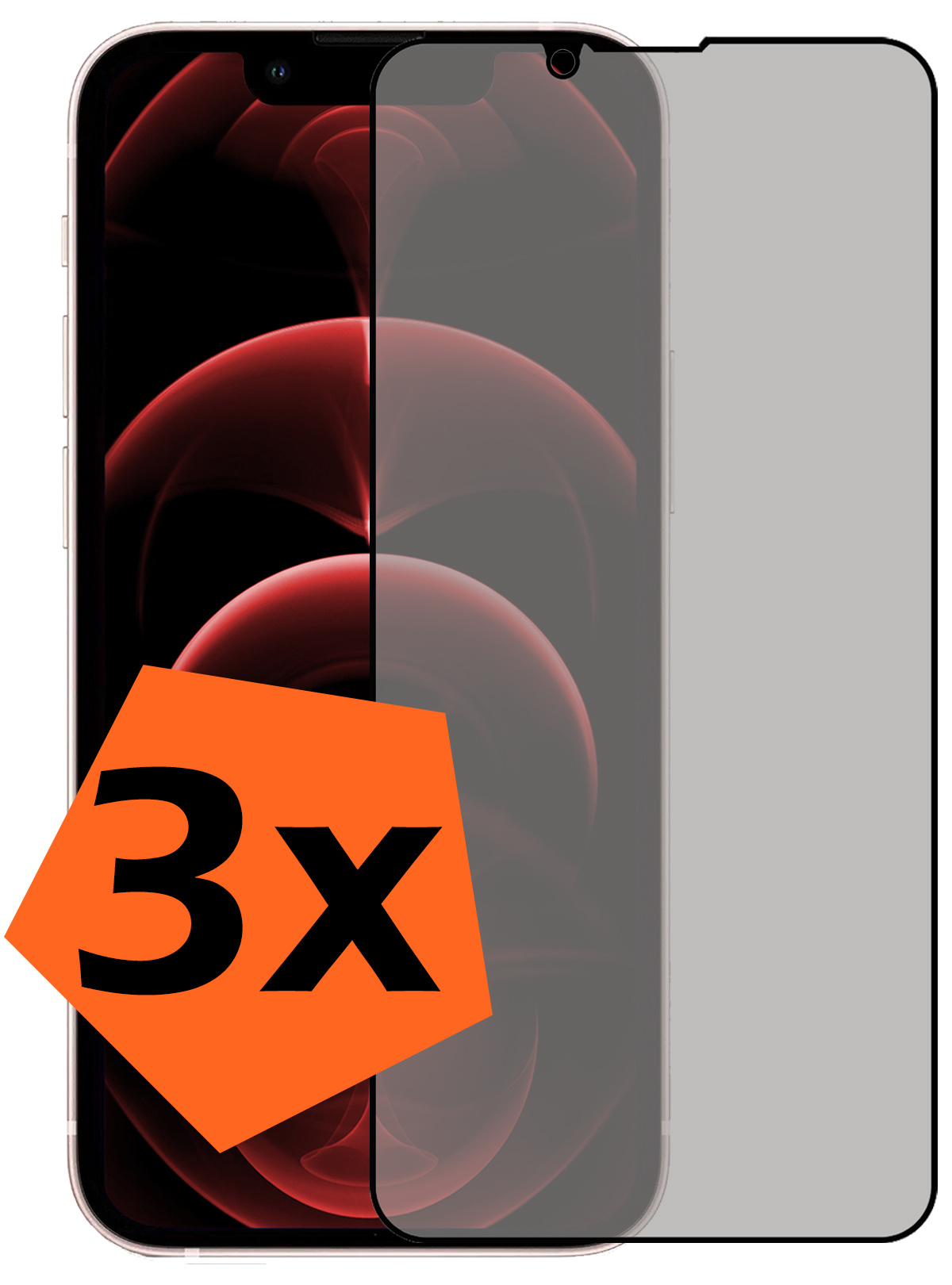 Nomfy Screenprotector Geschikt voor iPhone 13 Screenprotector Privacy Bescherm Glas - Screenprotector Geschikt voor iPhone 13 Privacy Screenprotector Tempered Glass - 3 PACK