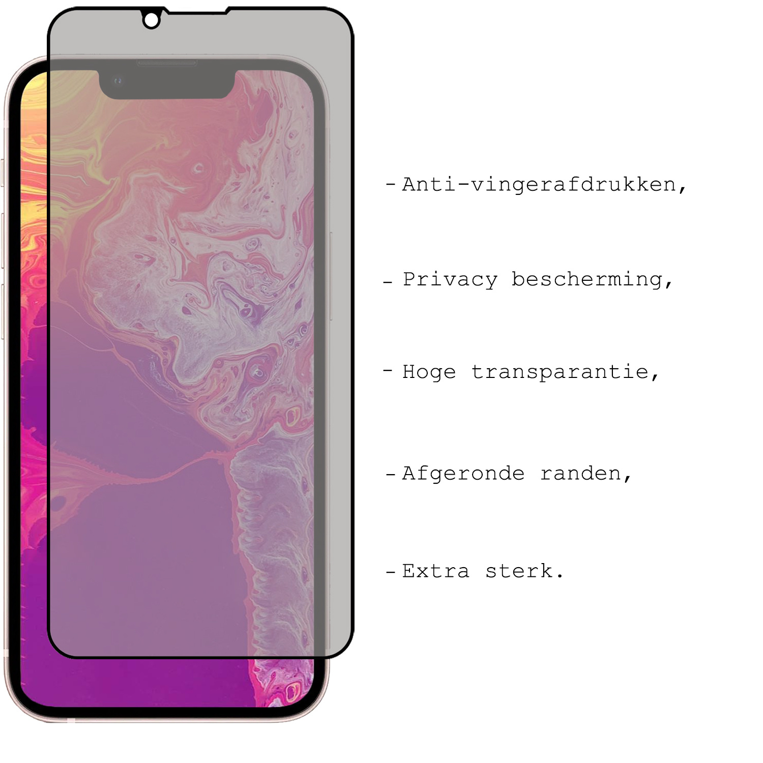 BASEY. Screenprotector voor iPhone 13 Pro Max Screenprotector Privacy Tempered Glass - Screenprotector voor iPhone 13 Pro Max Screen Protector Full Screen Privacy Beschermglas