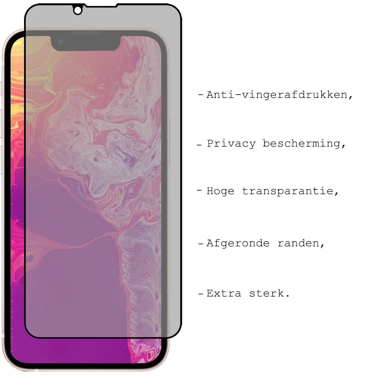 BASEY. Screenprotector Geschikt voor iPhone 13 Screenprotector Privacy Beschermglas - Screenprotector Geschikt voor iPhone 13 Screen Protector Full Screen Privacy