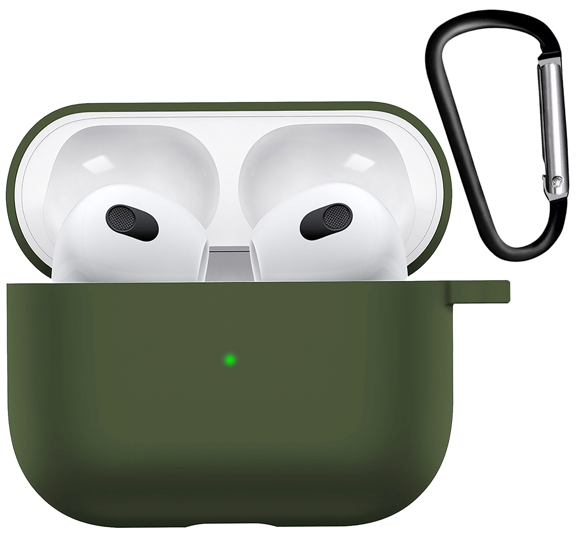 Nomfy Hoesje Geschikt voor AirPods 3 Hoesje Siliconen Case Hoes - Hoesje Geschikt voor Apple AirPods 3 Case - Donkergroen