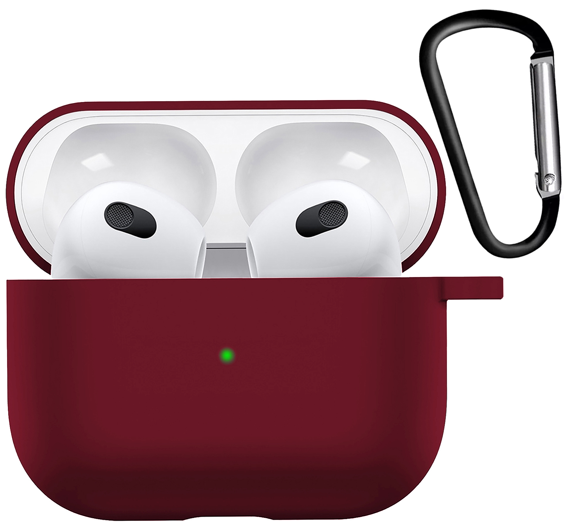 Nomfy Hoesje Geschikt voor AirPods 3 Hoesje Siliconen Case Hoes - Hoesje Geschikt voor Apple AirPods 3 Case - Donkerrood