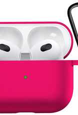 Nomfy Hoesje Geschikt voor AirPods 3 Hoesje Siliconen Case Hoes - Hoesje Geschikt voor Apple AirPods 3 Case - Donkerroze