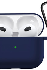 Nomfy Hoesje Geschikt voor AirPods 3 Hoesje Siliconen Case Hoes - Hoesje Geschikt voor Apple AirPods 3 Case - Marineblauw