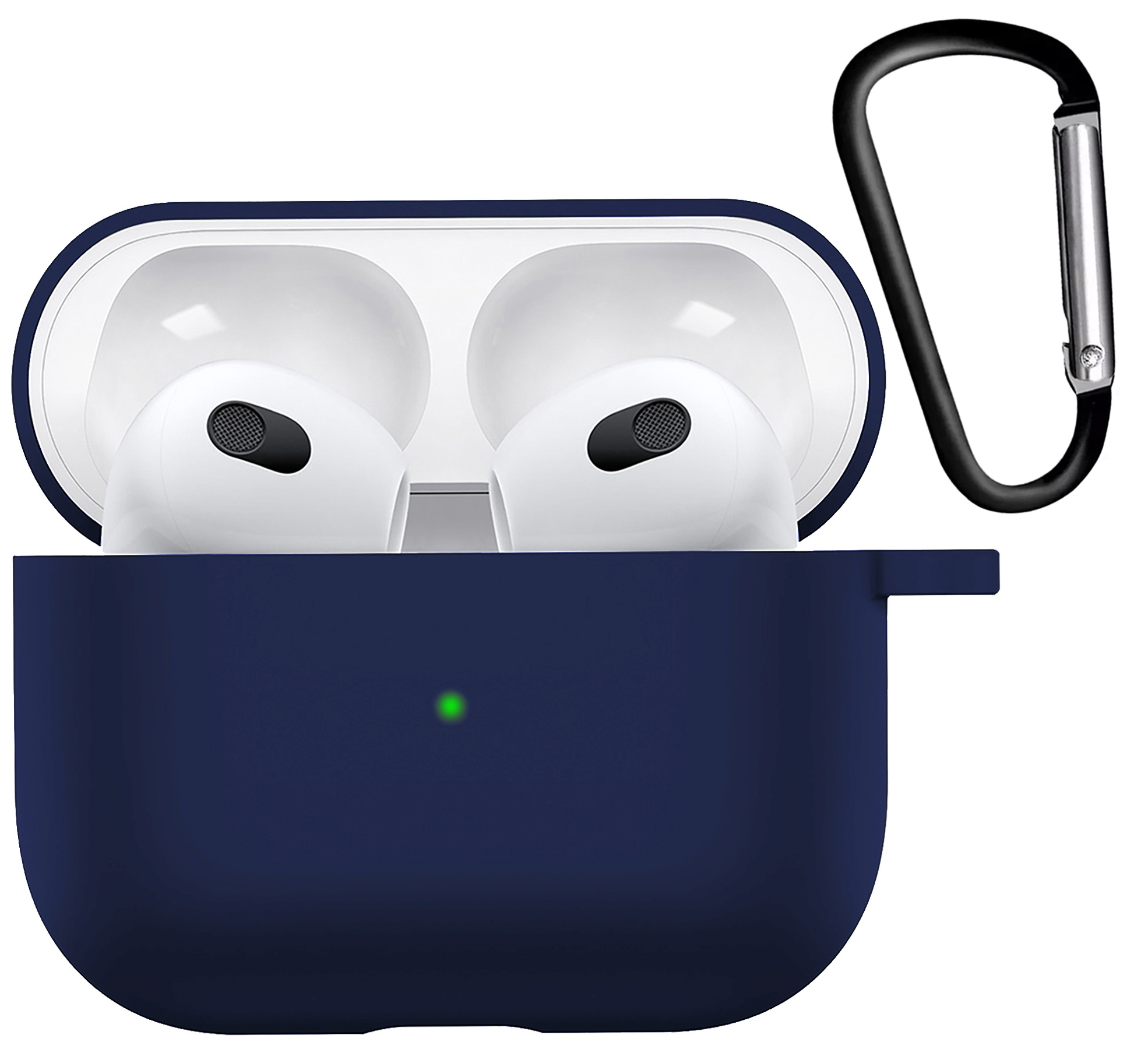 Nomfy Hoesje Geschikt voor AirPods 3 Hoesje Siliconen Case Hoes - Hoesje Geschikt voor Apple AirPods 3 Case - Marineblauw