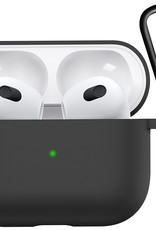 Nomfy Hoesje Geschikt voor AirPods 3 Hoesje Siliconen Case Hoes - Hoesje Geschikt voor Apple AirPods 3 Case - Zwart