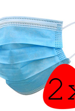 BASEY. Mondmasker Wegwerp Mondkapje Blauw Wegwerp - Mondkap Wegwerp Niet Medisch - 2 Stuks