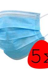 BASEY. Mondmasker Wegwerp Mondkapje Blauw Wegwerp - Mondkap Wegwerp Niet Medisch - 5 Stuks