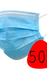BASEY. Mondmasker Wegwerp Mondkapje Blauw Wegwerp - Mondkap Wegwerp Niet Medisch - 50 Stuks