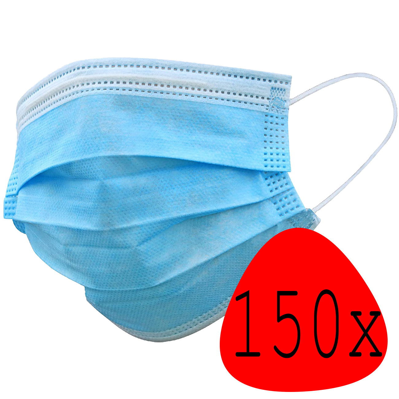 BASEY. Mondmasker Wegwerp Mondkapje Blauw Wegwerp - Mondkap Wegwerp Niet Medisch - 150 Stuks