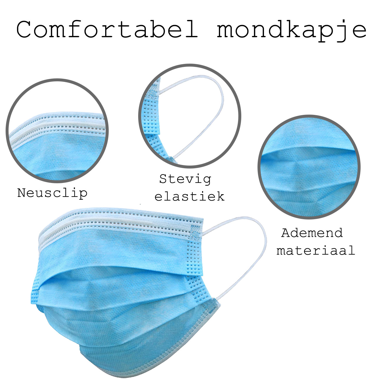 BASEY. Mondmasker Wegwerp Mondkapje Blauw Wegwerp - Mondkap Wegwerp Niet Medisch - 250 Stuks