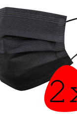 BASEY. Mondmasker Wegwerp Mondkapje Zwart Wegwerp - Mondkap Wegwerp Niet Medisch - 2 Stuks