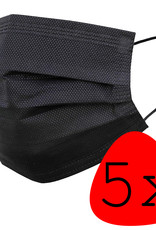 BASEY. Mondmasker Wegwerp Mondkapje Zwart Wegwerp - Mondkap Wegwerp Niet Medisch - 5 Stuks