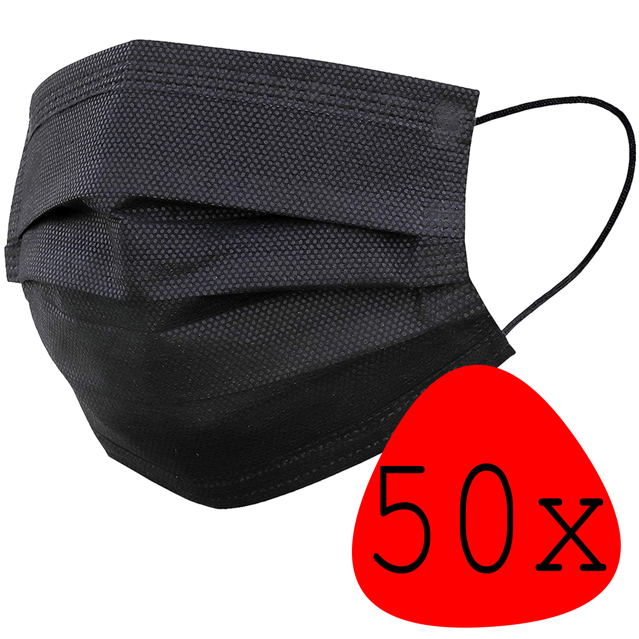 BASEY. Mondmasker Wegwerp Mondkapje Zwart Wegwerp - Mondkap Wegwerp Niet Medisch - 50 Stuks