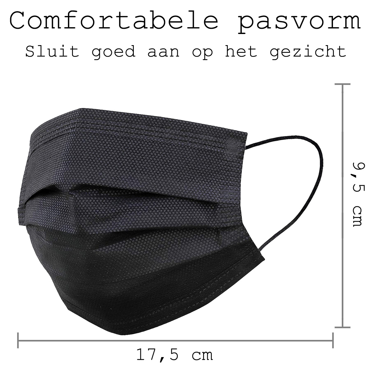 BASEY. Mondmasker Wegwerp Mondkapje Zwart Wegwerp - Mondkap Wegwerp Niet Medisch - 100 Stuks