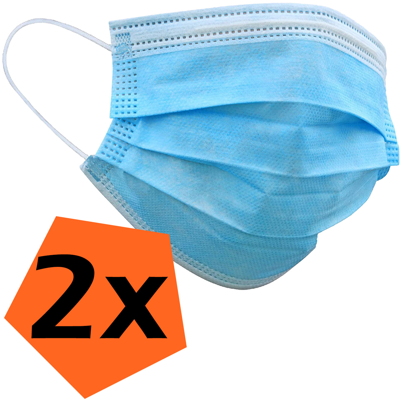 Nomfy Mondkapje Blauw Wegwerp - Mondmasker Wegwerp Niet Medisch Mondkapje Blauw - Blauw Mondkapje Wegwerp Universeel - 2 Stuks