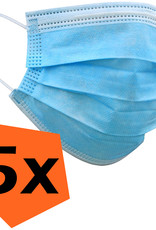Nomfy Mondkapje Blauw Wegwerp - Mondmasker Wegwerp Niet Medisch Mondkapje Blauw - Blauw Mondkapje Wegwerp Universeel - 5 Stuks