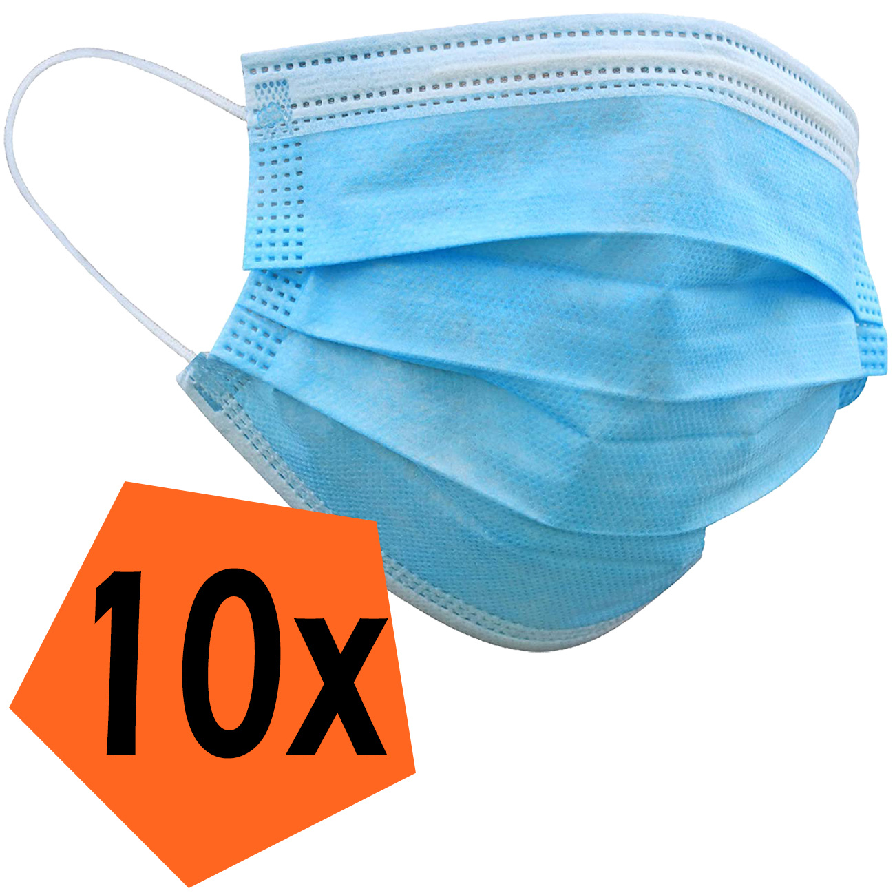 Nomfy Mondkapje Blauw Wegwerp - Mondmasker Wegwerp Niet Medisch Mondkapje Blauw - Blauw Mondkapje Wegwerp Universeel - 10 Stuks