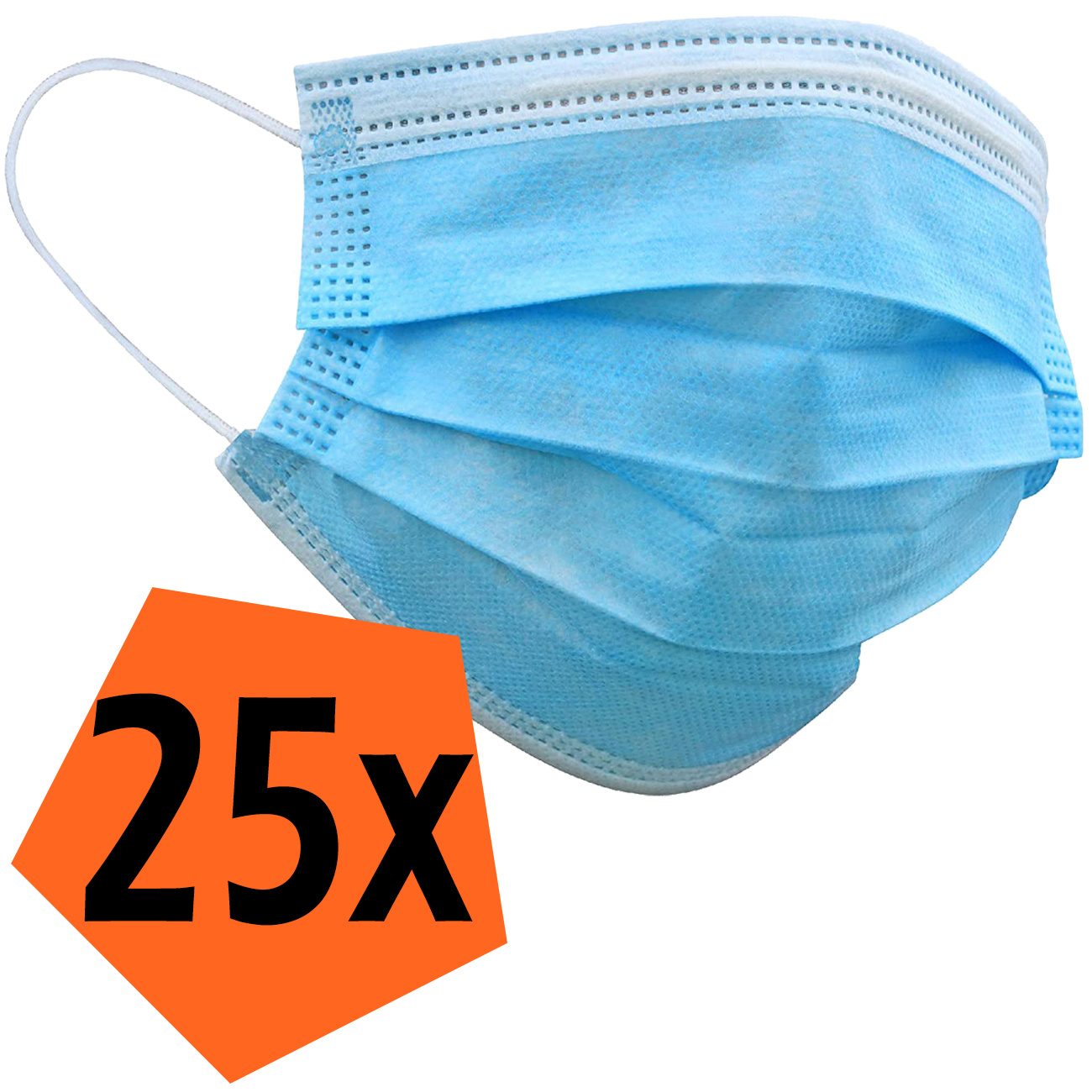 Nomfy Mondkapje Blauw Wegwerp - Mondmasker Wegwerp Niet Medisch Mondkapje Blauw - Blauw Mondkapje Wegwerp Universeel - 25 Stuks