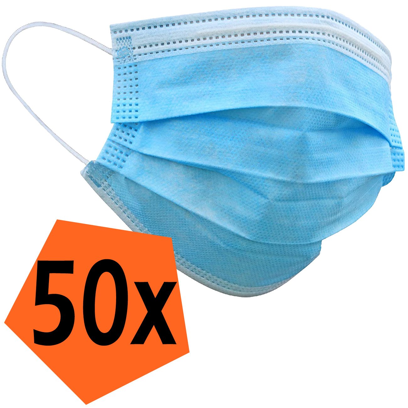 Nomfy Mondkapje Blauw Wegwerp - Mondmasker Wegwerp Niet Medisch Mondkapje Blauw - Blauw Mondkapje Wegwerp Universeel - 50 Stuks