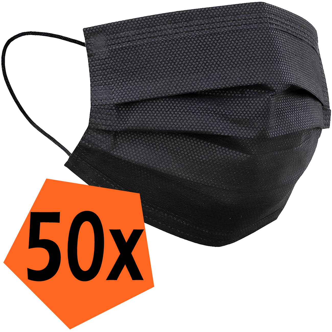 Nomfy Mondkapje Zwart Wegwerp - Mondmasker Wegwerp Niet Medisch Mondkapje Zwart - Zwart Mondkapje Wegwerp Universeel - 50 Stuks