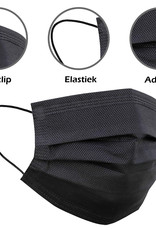 Nomfy Mondkapje Zwart Wegwerp - Mondmasker Wegwerp Niet Medisch Mondkapje Zwart - Zwart Mondkapje Wegwerp Universeel - 50 Stuks