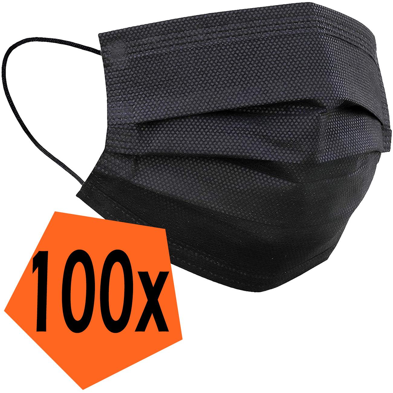 Nomfy Mondkapje Zwart Wegwerp - Mondmasker Wegwerp Niet Medisch Mondkapje Zwart - Zwart Mondkapje Wegwerp Universeel - 100 Stuks