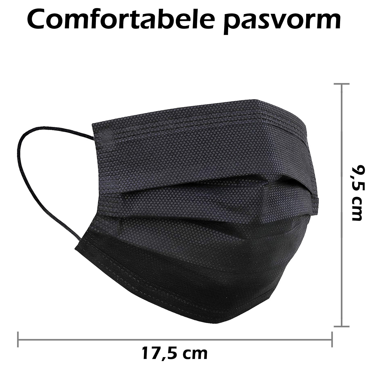 Nomfy Mondkapje Zwart Wegwerp - Mondmasker Wegwerp Niet Medisch Mondkapje Zwart - Zwart Mondkapje Wegwerp Universeel - 100 Stuks