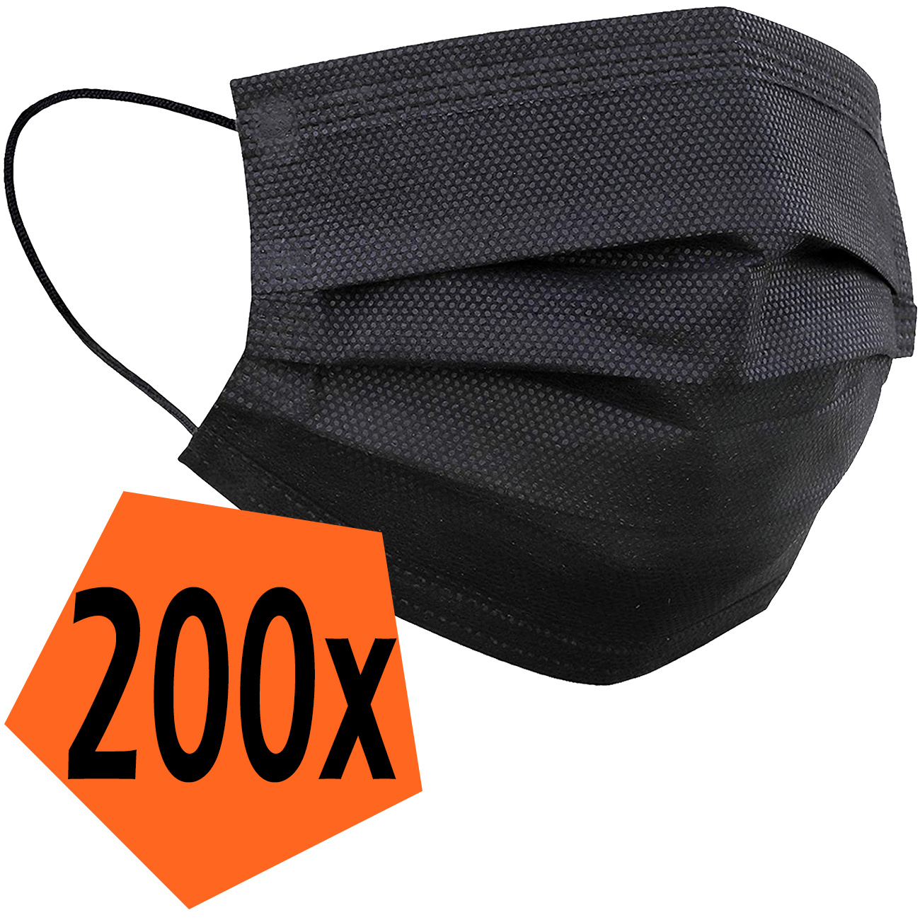 Nomfy Mondkapje Zwart Wegwerp - Mondmasker Wegwerp Niet Medisch Mondkapje Zwart - Zwart Mondkapje Wegwerp Universeel - 200 Stuks