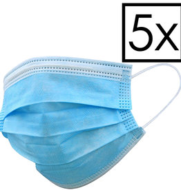 NoXx NoXx Wegwerp Mondkapje Blauw Niet-medisch - 5 PACK