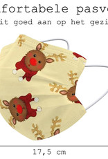 BASEY. Mondmasker Kerst Wegwerp Mondkapje Kerst Universeel - Mondkap Wegwerp Niet Medisch Rendier - 25 Stuks