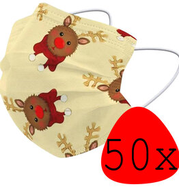 BASEY. BASEY. Wegwerp 3-laags Mondkapje Rendier - 50 Stuks