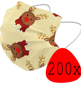 BASEY. BASEY. Wegwerp 3-laags Mondkapje Rendier - 200 Stuks