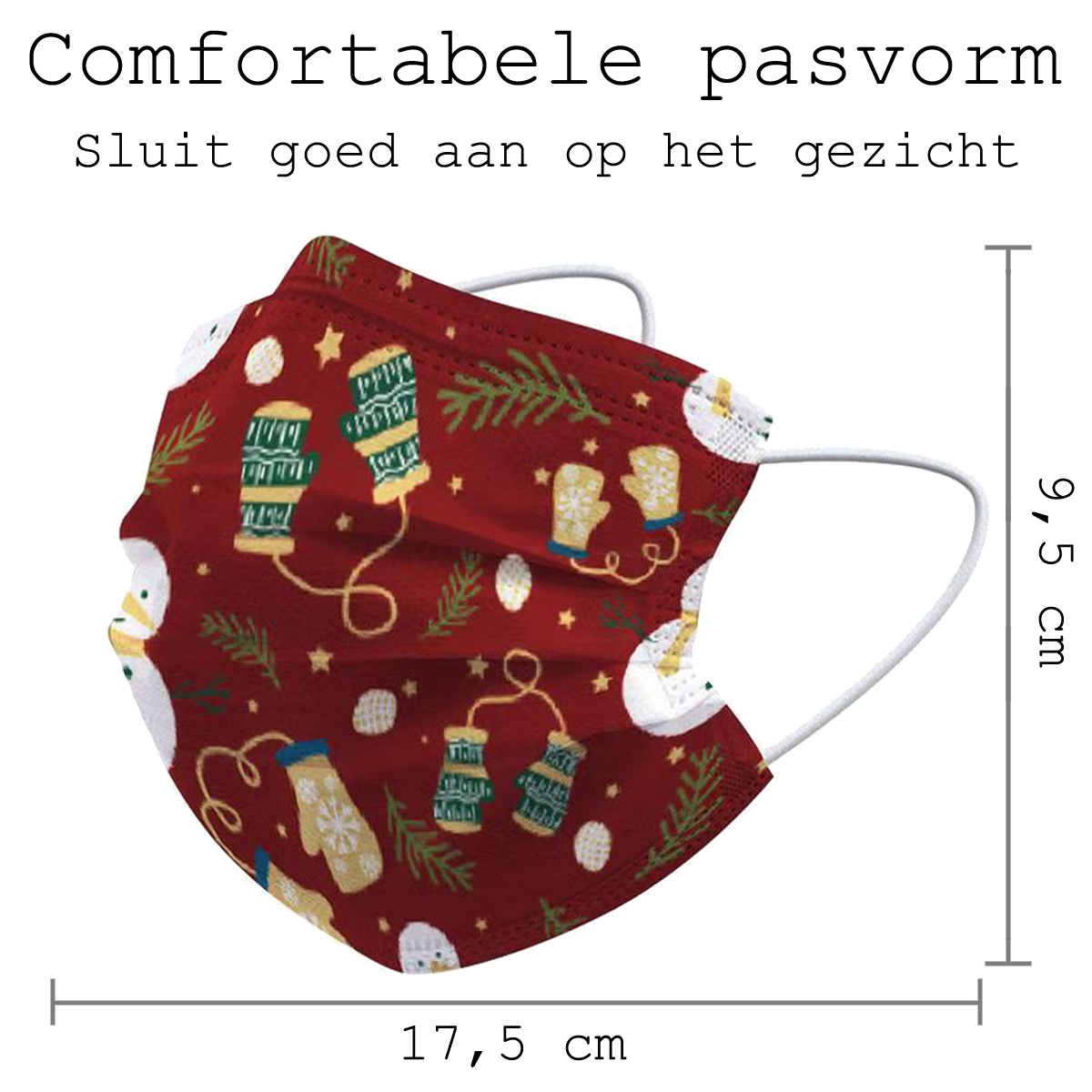 BASEY. Mondmasker Kerst Wegwerp Mondkapje Kerst Universeel - Mondkap Wegwerp Niet Medisch Wanten - 5 Stuks