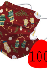 BASEY. Mondmasker Kerst Wegwerp Mondkapje Kerst Universeel - Mondkap Wegwerp Niet Medisch Wanten - 100 Stuks