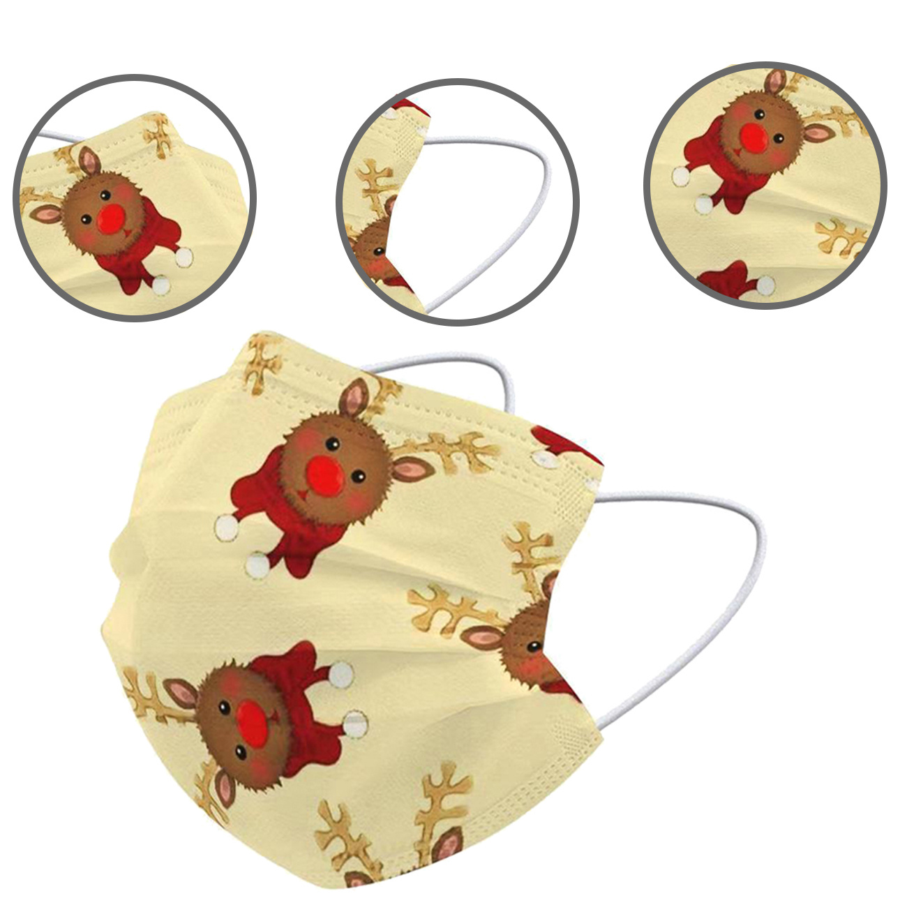 NoXx Mondkapje Wegwerp Mondmasker Kerst Universeel Niet Medisch Rendier - 5x