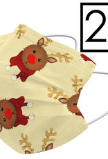 NoXx Mondkapje Wegwerp Mondmasker Kerst Universeel Niet Medisch Rendier - 2x