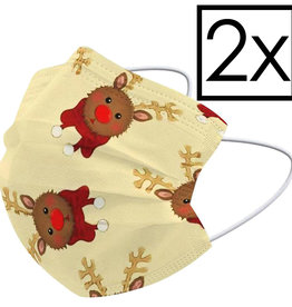 NoXx NoXx Wegwerp 3-laags Mondkapje Rendier - 2 Stuks