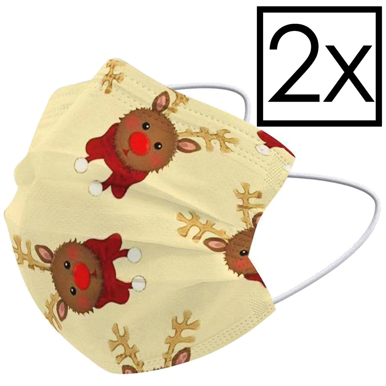 NoXx Mondkapje Wegwerp Mondmasker Kerst Universeel Niet Medisch Rendier - 2x