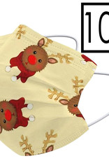 NoXx Mondkapje Wegwerp Mondmasker Kerst Universeel Niet Medisch Rendier - 10x
