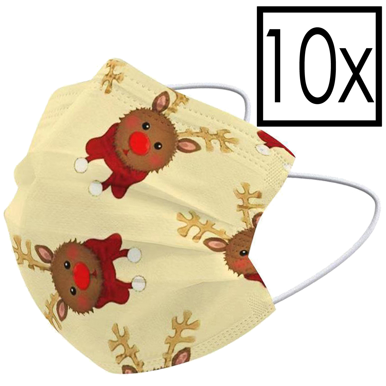 NoXx Mondkapje Wegwerp Mondmasker Kerst Universeel Niet Medisch Rendier - 10x