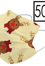 NoXx Mondkapje Wegwerp Mondmasker Kerst Universeel Niet Medisch Rendier - 50x