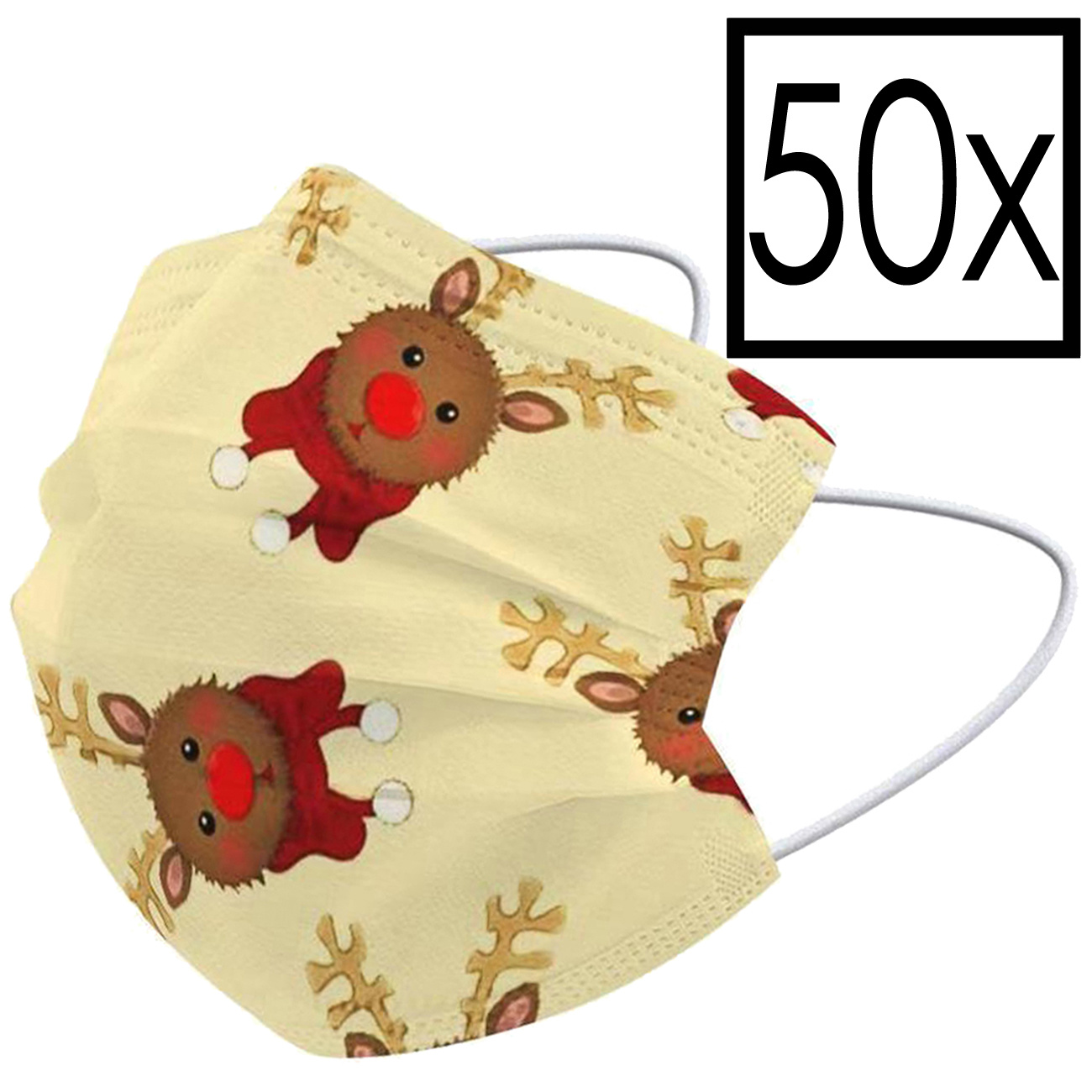 NoXx Mondkapje Wegwerp Mondmasker Kerst Universeel Niet Medisch Rendier - 50x