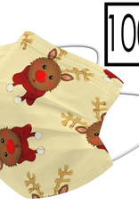 NoXx Mondkapje Wegwerp Mondmasker Kerst Universeel Niet Medisch Rendier - 100x